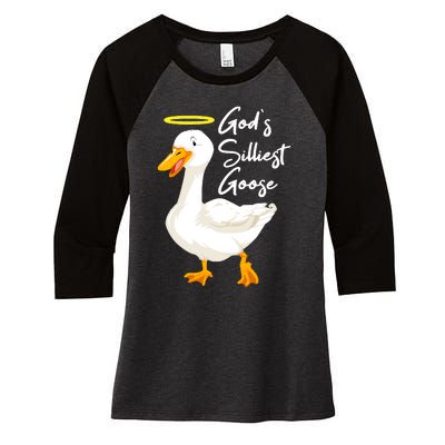 Gods Silliest Goose Women's Tri-Blend 3/4-Sleeve Raglan Shirt