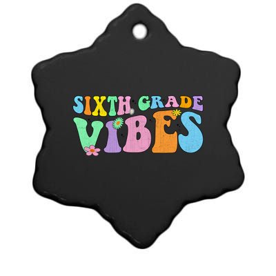 Groovy Sixth Grade Vibes Retro First Day Of School Gift Ceramic Star Ornament