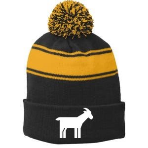 Goat Symbol Stripe Pom Pom Beanie