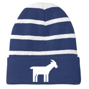 Goat Symbol Striped Beanie with Solid Band