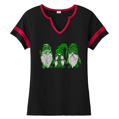 Green Sweater Gnome St Patrick's Day Irish Gnome Ladies Halftime Notch Neck Tee