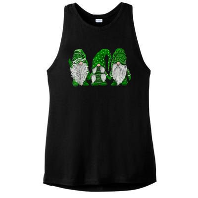 Green Sweater Gnome St Patrick's Day Irish Gnome Ladies PosiCharge Tri-Blend Wicking Tank