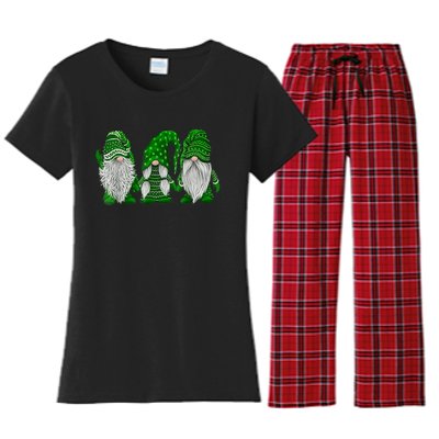 Green Sweater Gnome St Patrick's Day Irish Gnome Women's Flannel Pajama Set