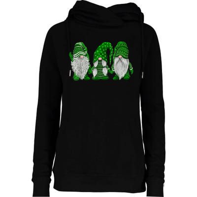 Green Sweater Gnome St Patrick's Day Irish Gnome Womens Funnel Neck Pullover Hood