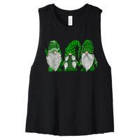 Green Sweater Gnome St Patrick's Day Irish Gnome Women's Racerback Cropped Tank