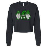 Green Sweater Gnome St Patrick's Day Irish Gnome Cropped Pullover Crew