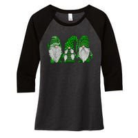 Green Sweater Gnome St Patrick's Day Irish Gnome Women's Tri-Blend 3/4-Sleeve Raglan Shirt