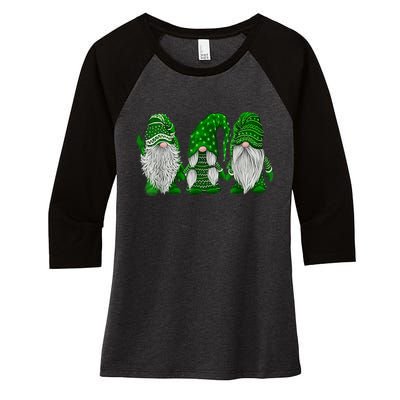 Green Sweater Gnome St Patrick's Day Irish Gnome Women's Tri-Blend 3/4-Sleeve Raglan Shirt