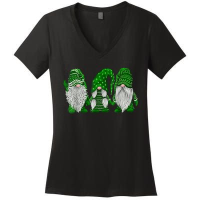 Green Sweater Gnome St Patrick's Day Irish Gnome Women's V-Neck T-Shirt