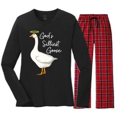 God's Silliest Goose shirt God's Silliest Goose Duck Funny  Women's Long Sleeve Flannel Pajama Set 