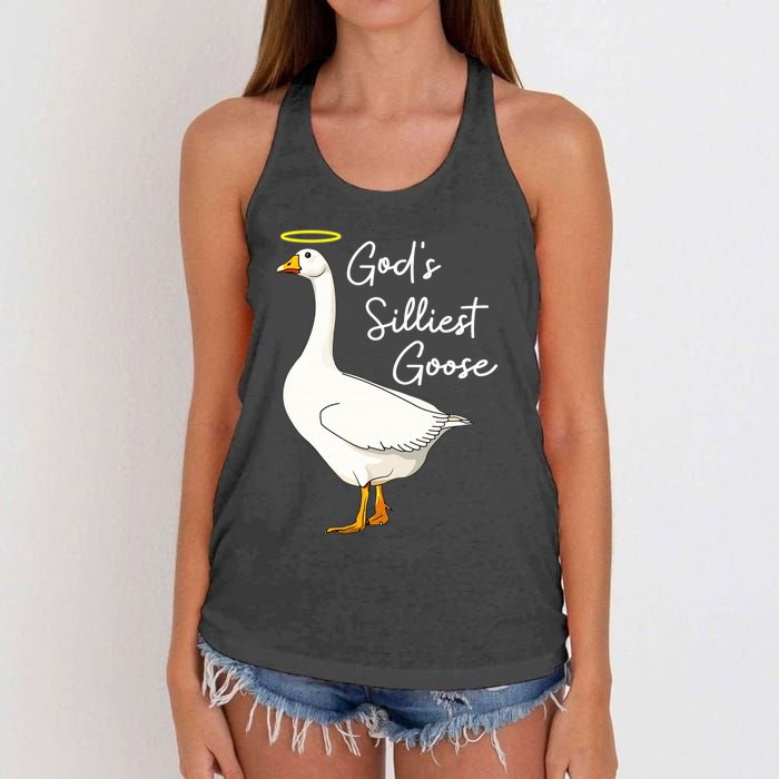 God's Silliest Goose shirt God's Silliest Goose Duck Funny  Women's Knotted Racerback Tank