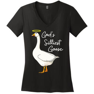 God's Silliest Goose shirt God's Silliest Goose Duck Funny  Women's V-Neck T-Shirt