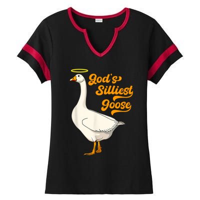 God's Silliest Goose Funny Ladies Halftime Notch Neck Tee