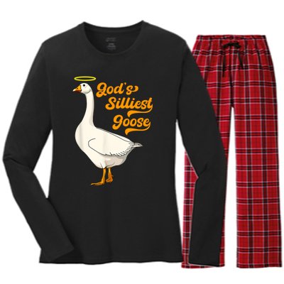 God's Silliest Goose Funny Women's Long Sleeve Flannel Pajama Set 