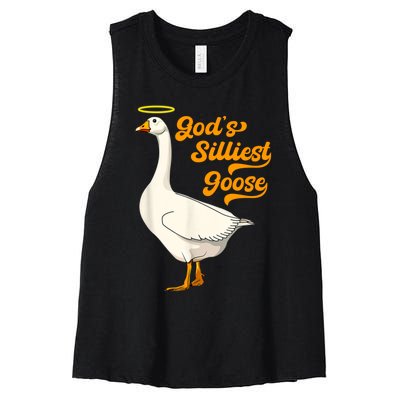 God's Silliest Goose Funny Women's Racerback Cropped Tank