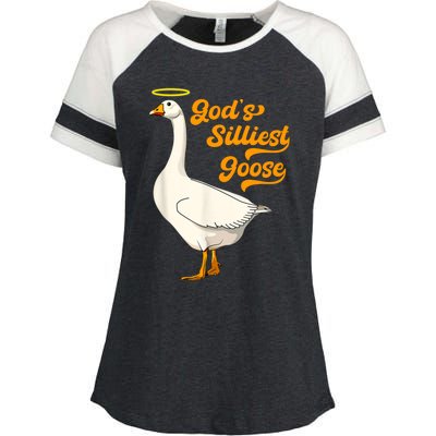 God's Silliest Goose Funny Enza Ladies Jersey Colorblock Tee