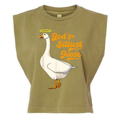 God's Silliest Goose Funny Garment-Dyed Women's Muscle Tee