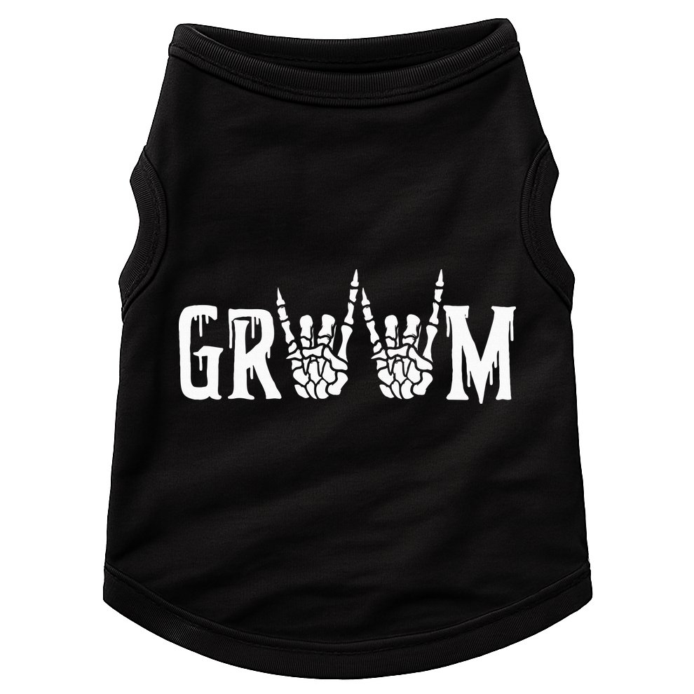 Gothic Skeleton Groom Wedding Just Married Spooky Halloween Doggie Tank