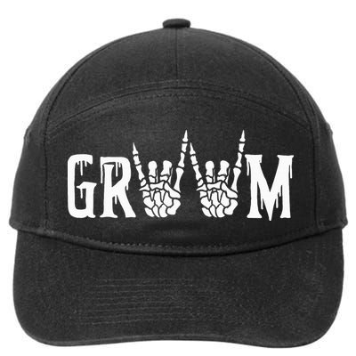 Gothic Skeleton Groom Wedding Just Married Spooky Halloween 7-Panel Snapback Hat
