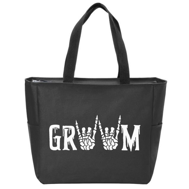 Gothic Skeleton Groom Wedding Just Married Spooky Halloween Zip Tote Bag