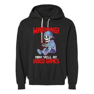 Gamer Skeleton Gaming Video Games Garment-Dyed Fleece Hoodie