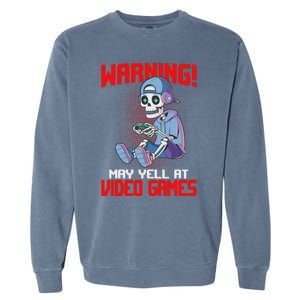 Gamer Skeleton Gaming Video Games Garment-Dyed Sweatshirt