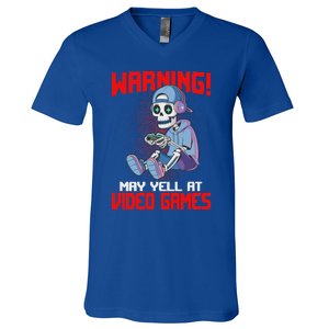 Gamer Skeleton Gaming Video Games V-Neck T-Shirt