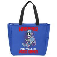 Gamer Skeleton Gaming Video Games Zip Tote Bag