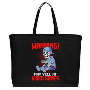 Gamer Skeleton Gaming Video Games Cotton Canvas Jumbo Tote