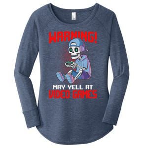 Gamer Skeleton Gaming Video Games Women's Perfect Tri Tunic Long Sleeve Shirt