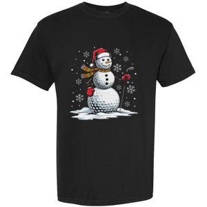 Golf Snowman Golf Player Santa Hat Christmas Funny Garment-Dyed Heavyweight T-Shirt