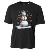 Golf Snowman Golf Player Santa Hat Christmas Funny Cooling Performance Crew T-Shirt