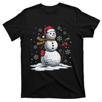 Golf Snowman Golf Player Santa Hat Christmas Funny T-Shirt