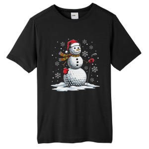 Golf Snowman Golf Player Santa Hat Christmas Funny Tall Fusion ChromaSoft Performance T-Shirt