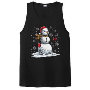 Golf Snowman Golf Player Santa Hat Christmas Funny PosiCharge Competitor Tank