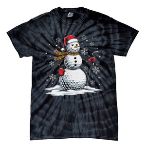 Golf Snowman Golf Player Santa Hat Christmas Funny Tie-Dye T-Shirt