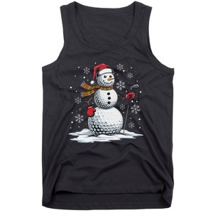 Golf Snowman Golf Player Santa Hat Christmas Funny Tank Top