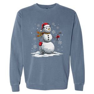 Golf Snowman Golf Player Santa Hat Christmas Funny Garment-Dyed Sweatshirt