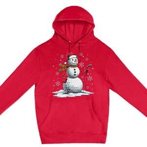 Golf Snowman Golf Player Santa Hat Christmas Funny Premium Pullover Hoodie