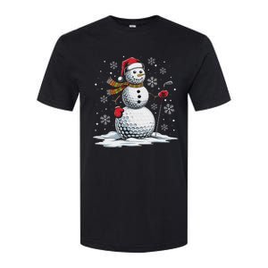 Golf Snowman Golf Player Santa Hat Christmas Funny Softstyle CVC T-Shirt