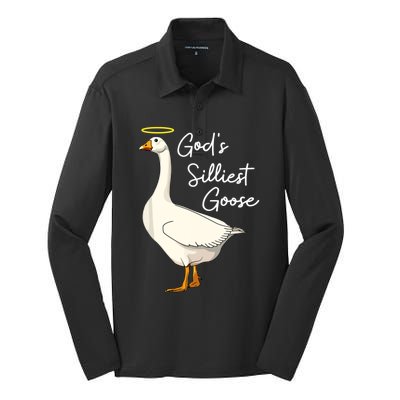 God's Silliest Goose Funny Silk Touch Performance Long Sleeve Polo