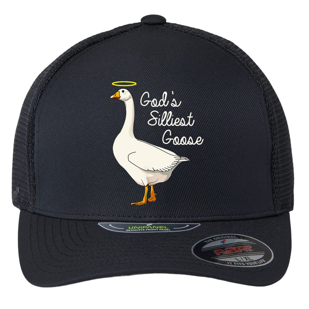 GodS Silliest Goose T GodS Silliest Goose Duck Flexfit Unipanel Trucker Cap