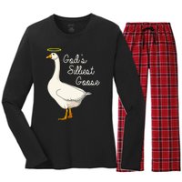 GodS Silliest Goose T GodS Silliest Goose Duck Women's Long Sleeve Flannel Pajama Set 