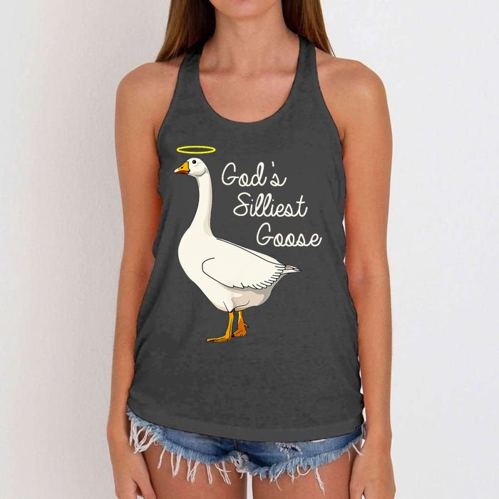 GodS Silliest Goose T GodS Silliest Goose Duck Women's Knotted Racerback Tank