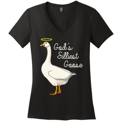 GodS Silliest Goose T GodS Silliest Goose Duck Women's V-Neck T-Shirt