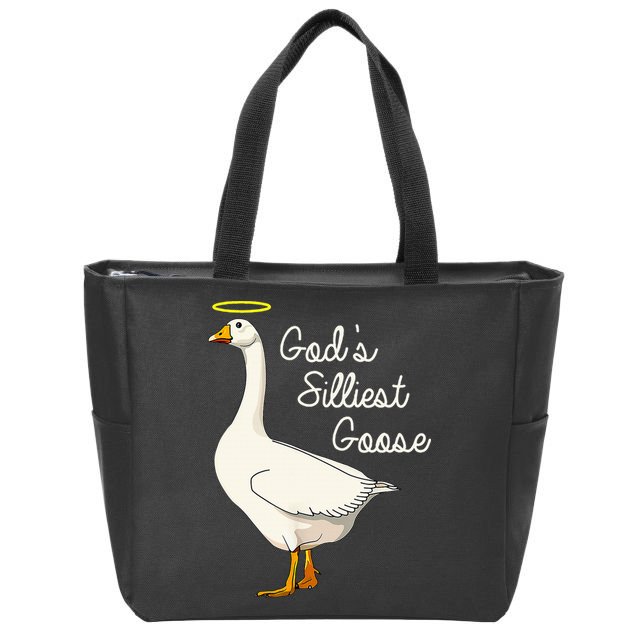 GodS Silliest Goose T GodS Silliest Goose Duck Zip Tote Bag
