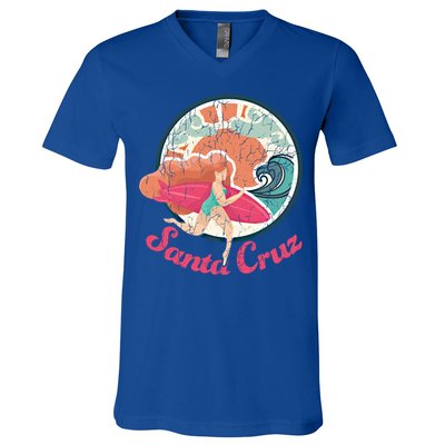 Girl Surf Gift Santa Cruz Surfing Gift V-Neck T-Shirt