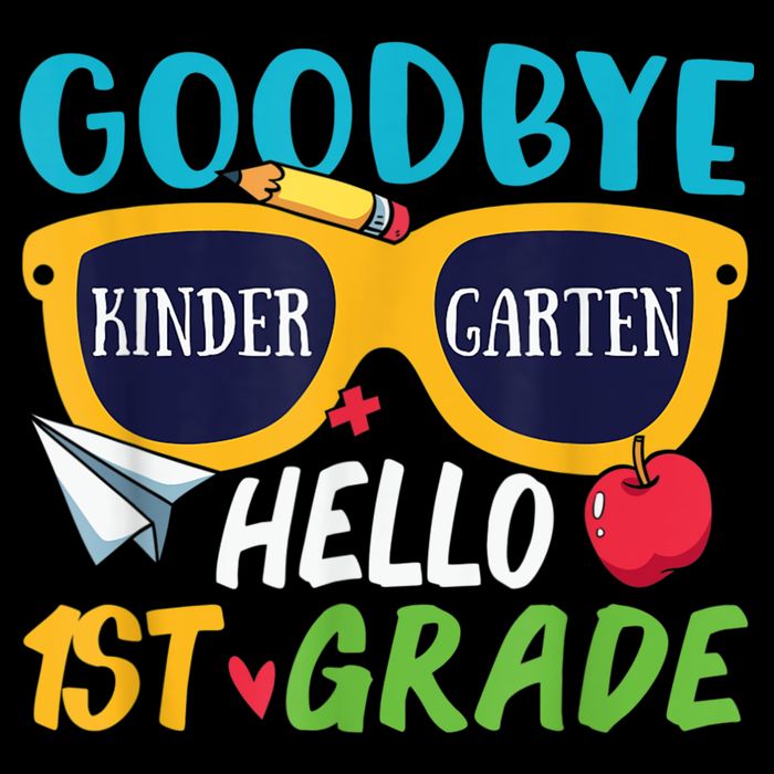 Graduation Shirt Goodbye Kindergarten Hello 1st Grade School Flatbill Hat