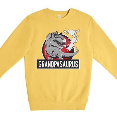 Grandpasaurus Smoking Grandpa Trex Funny Premium Crewneck Sweatshirt