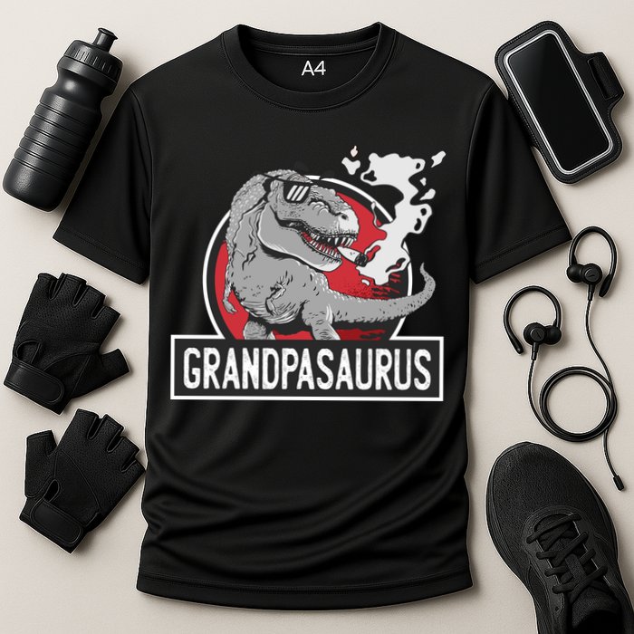 Grandpasaurus Smoking Grandpa Trex Funny Performance Shirt